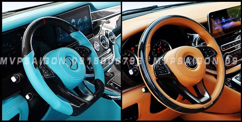 Bọc da vô lăng, nhúng gỗ vô lăng, ốp carbon vô lăng Benz V250