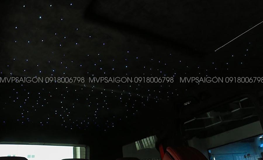 Bọc trần da lộn Alcantara - thi công LED trời sao Benz G-class G500