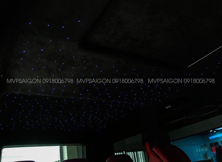 Bọc trần da lộn Alcantara - thi công LED trời sao Benz G-class G500