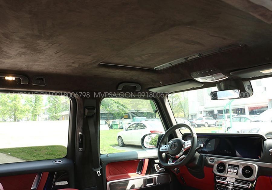 Bọc trần da lộn Alcantara - thi công LED trời sao Benz G-class G500