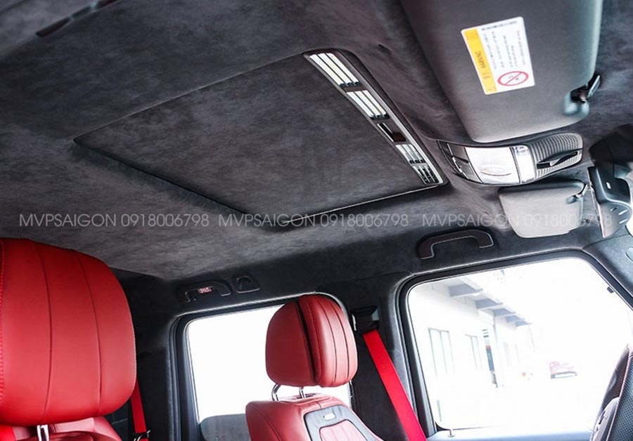 Bọc trần da lộn Alcantara - thi công LED trời sao Benz G-class G500