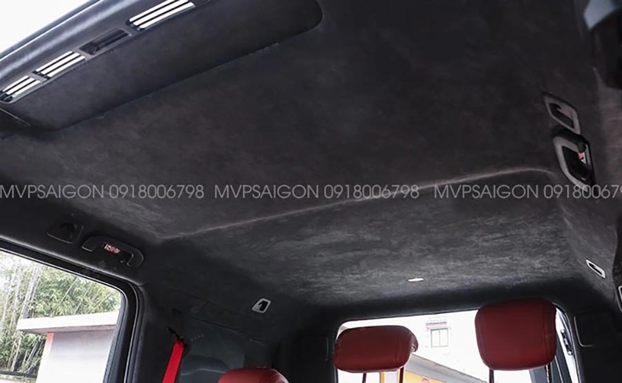 Bọc trần da lộn Alcantara - thi công LED trời sao Benz G-class G500