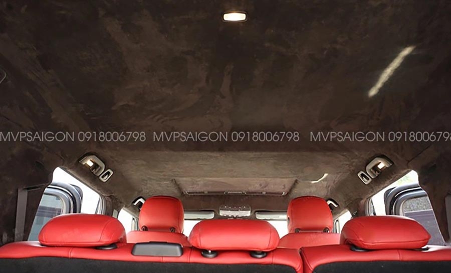 Bọc trần da lộn Alcantara - thi công LED trời sao Benz G-class G500