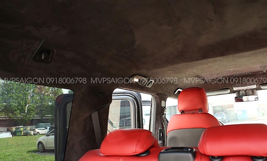 Bọc trần da lộn Alcantara - thi công LED trời sao Benz G-class G500