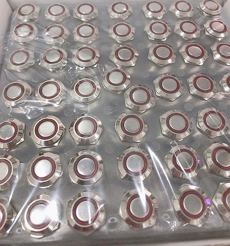 Công tắc kim loại LED  tròn - đầu bằng 12mm 12V 24V Nhấn nhả