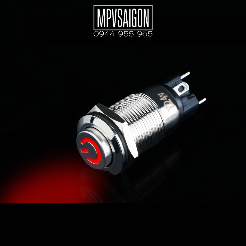 Công tắc 16mm LED nguồn đầu lồi 12V 24V