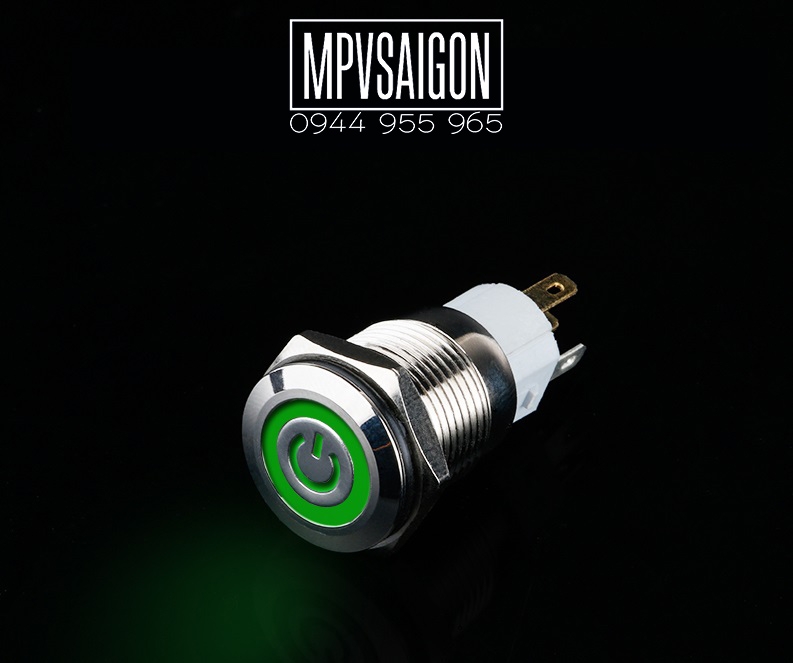 Công tắc 16mm LED nguồn nhấn khóa thân ngắn