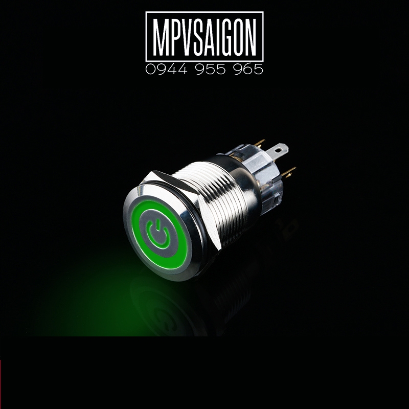 Công tắc kim loại 22mm LED nguồn 12V 24V Nhấn khóa/ Lock