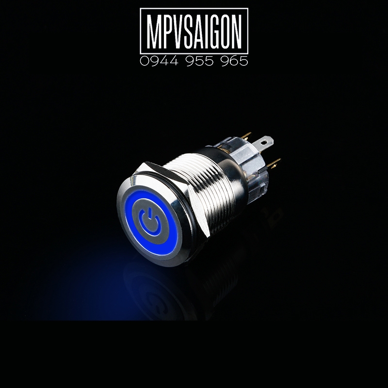 Công tắc kim loại 22mm LED nguồn 12V 24V Nhấn khóa/ Lock