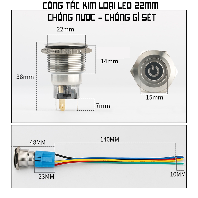 Công tắc 22mm LED nguồn