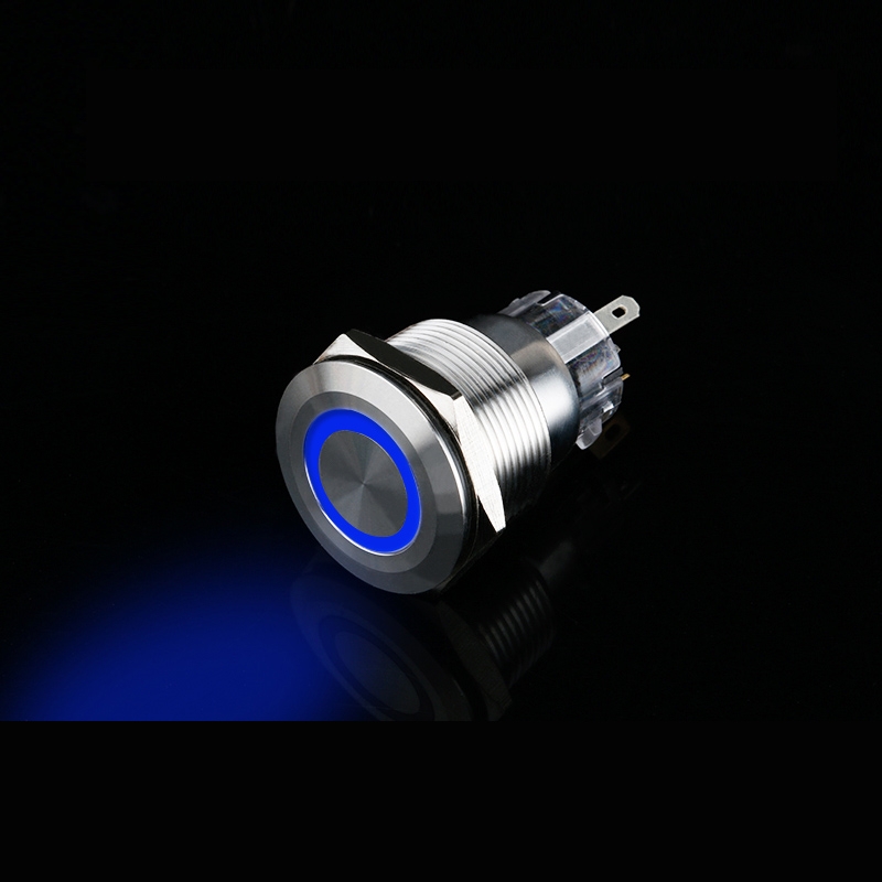 Công tắc kim loại 19mm LED tròn 220V điện nhà máy móc thiết bị Kèm giắc cắm,LED trắng 220V