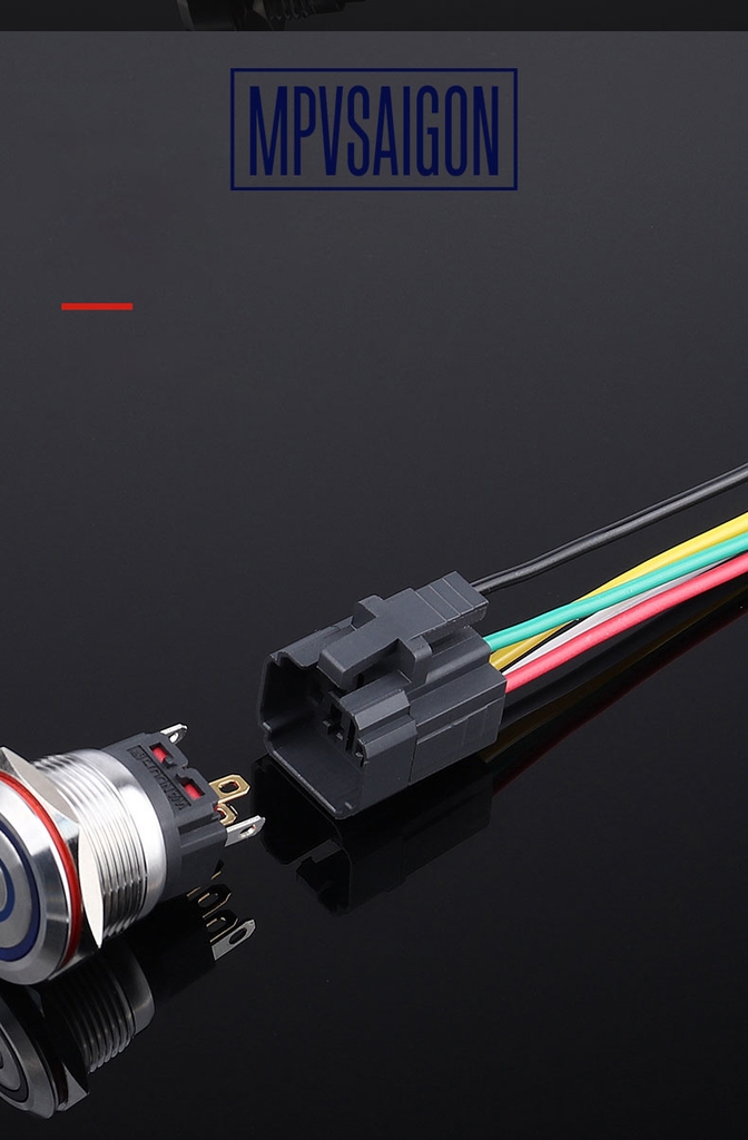 Công tắc 22mm kim loại chân giắc cắm khóa