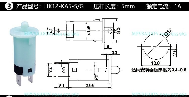 Công tắc tủ áo tròn không dây