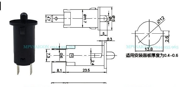 Công tắc tủ áo tròn không dây