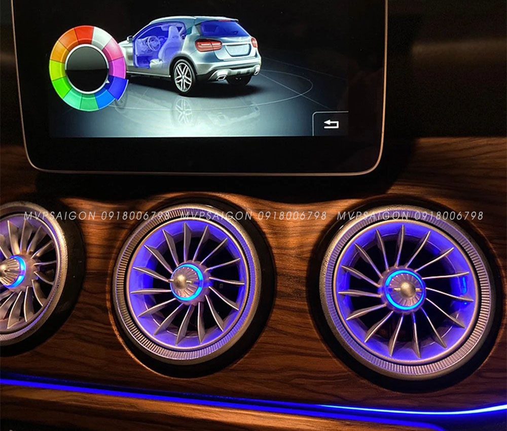 Cửa gió điều hoà Tuabin Led 64 màu cho xe Mercedes-Benz C, GLC Class (2015-2025)