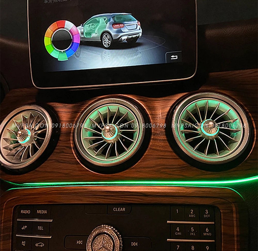 Cửa gió điều hoà Tuabin Led 64 màu cho xe Mercedes-Benz C, GLC Class (2015-2025)