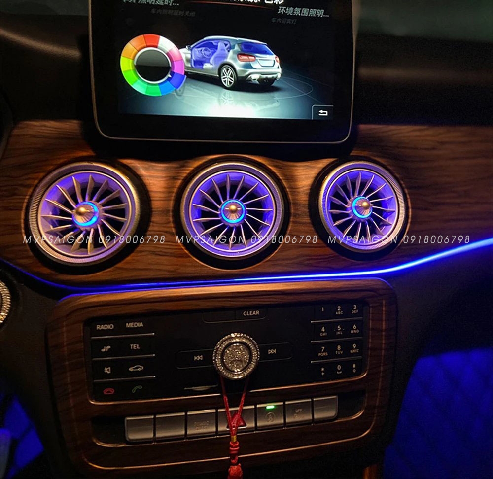 Cửa gió điều hoà Tuabin Led 64 màu cho xe Mercedes-Benz C, GLC Class (2015-2025)