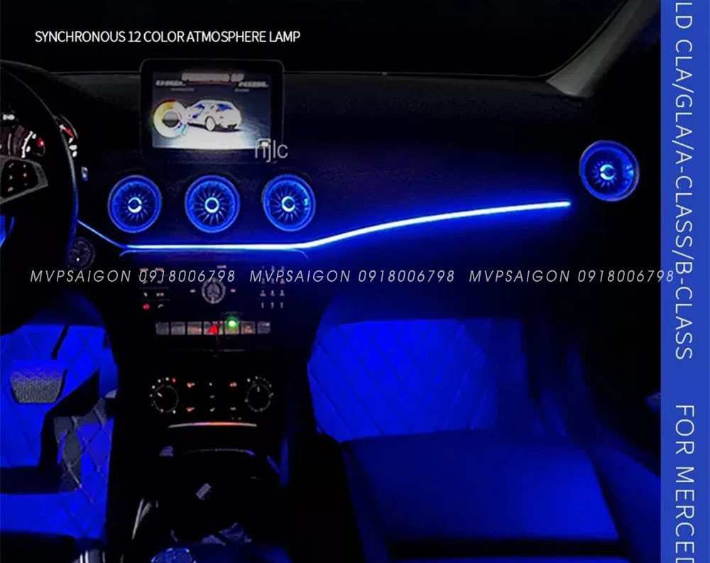 Cửa gió điều hoà Tuabin Led 64 màu cho xe Mercedes-Benz C, GLC Class (2015-2025)