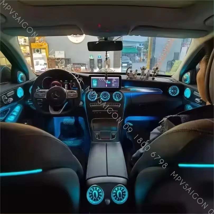 Cửa gió điều hoà Tuabin Led 64 màu cho xe Mercedes-Benz C, GLC Class (2015-2025)