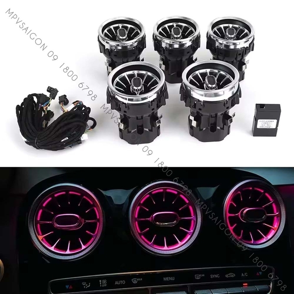 Cửa gió điều hoà Tuabin Led 64 màu cho xe Mercedes-Benz C, GLC Class (2015-2025)