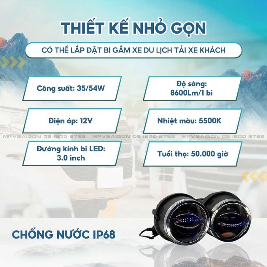 Đèn LED gầm ô tô Rain Master siêu sáng chống nước và có laser