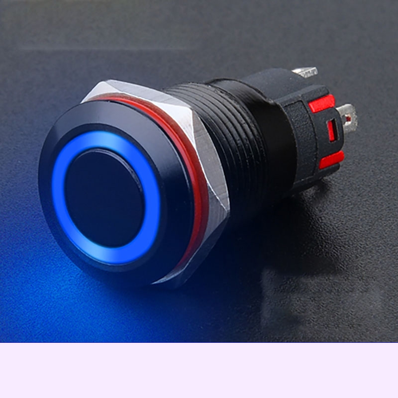 Công tắc led 12mm kim loại vỏ đen 12v nhấn nhả chống nước chống gỉ sét ô tô xe máy thiết bị máy móc y tế