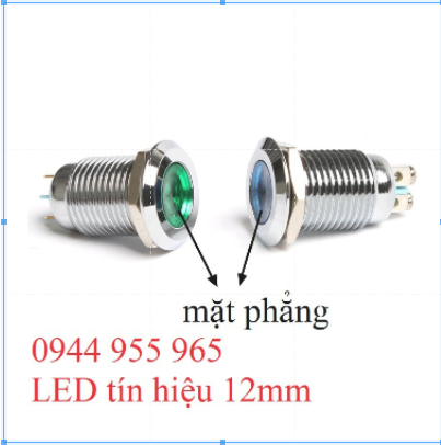 LED tín hiệu 12mm kim loại đầu bằng chống nước chống gỉ sét 12V  ô tô tàu thuyền tủ điện y tế ô tô