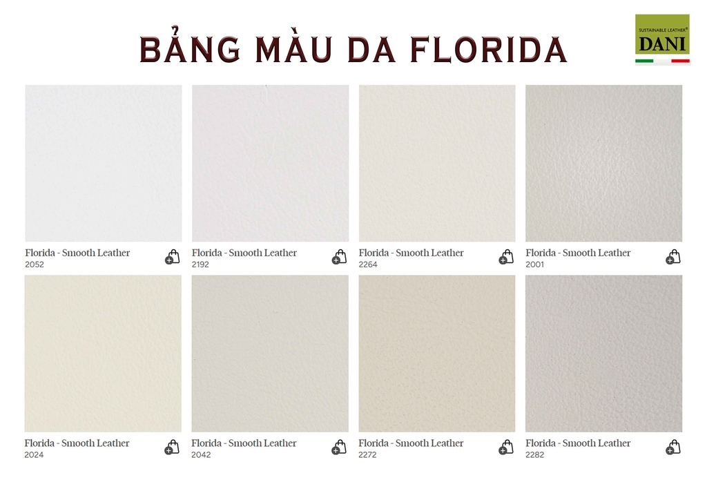 DANI - BẢNG MÀU DA NỘI THẤT FLORIDA