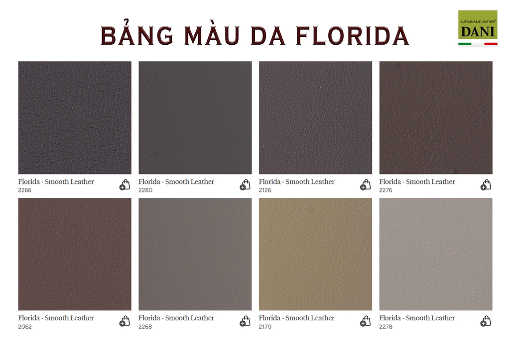 DANI - BẢNG MÀU DA NỘI THẤT FLORIDA