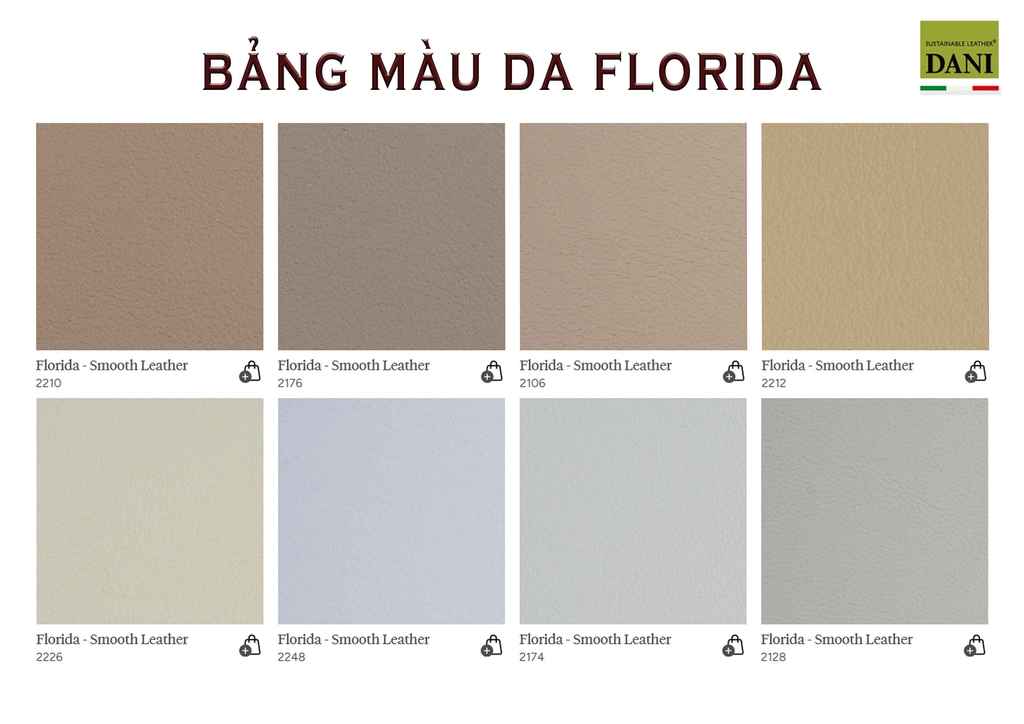 DANI - BẢNG MÀU DA NỘI THẤT FLORIDA