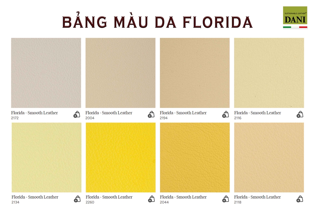 DANI - BẢNG MÀU DA NỘI THẤT FLORIDA