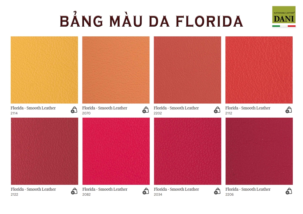 DANI - BẢNG MÀU DA NỘI THẤT FLORIDA