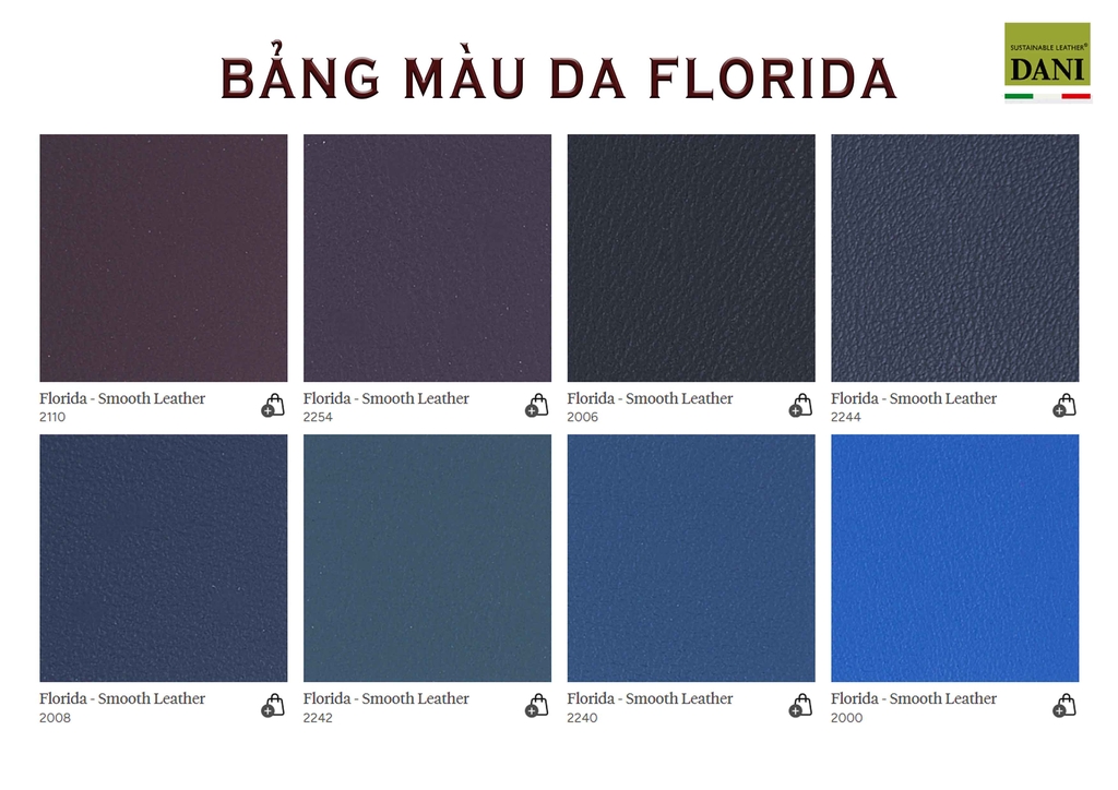 DANI - BẢNG MÀU DA NỘI THẤT FLORIDA