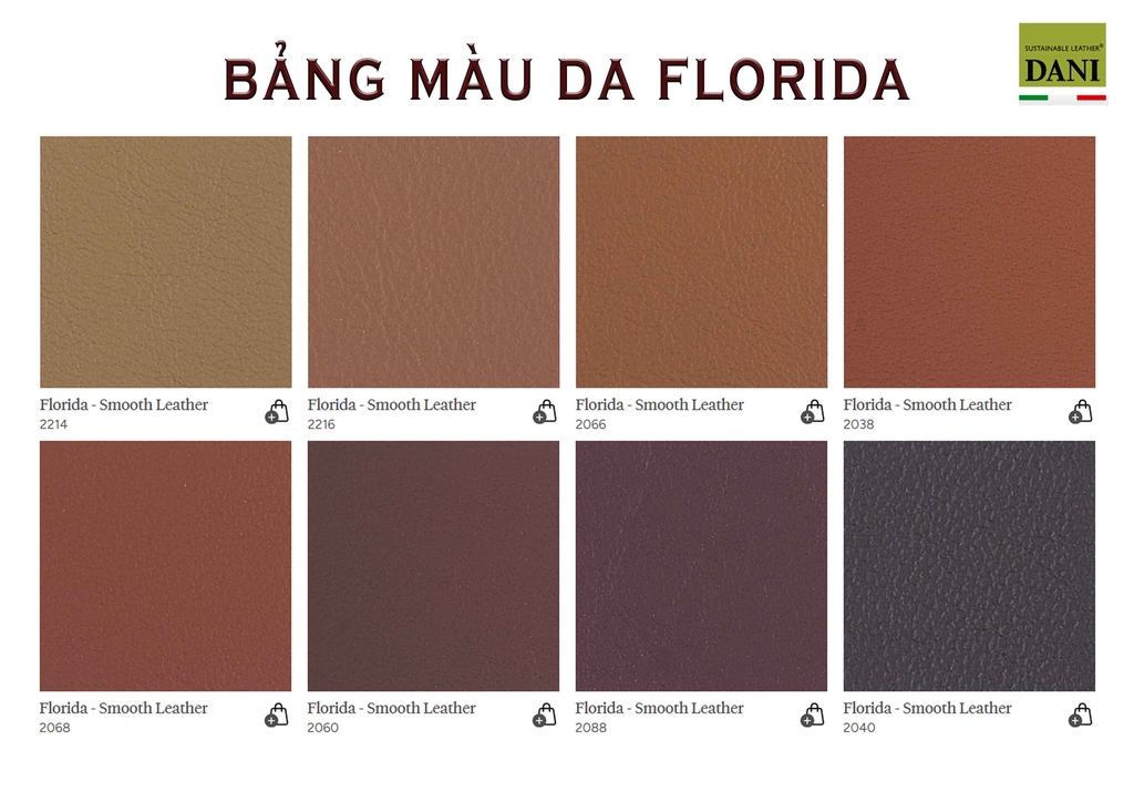 DANI - BẢNG MÀU DA NỘI THẤT FLORIDA