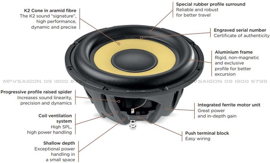 Focal Sub 25 KXS - Sub hơi 10 inch mỏng với màng loa aramid fiber đẳng cấp
