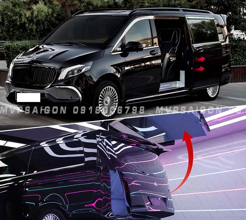 Ghế limousine có bàn xếp gọn lắp đặt Benz V250