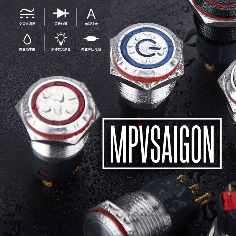 Công tắc 16mm LED nguồn thân ngắn nhấn nhả 3V