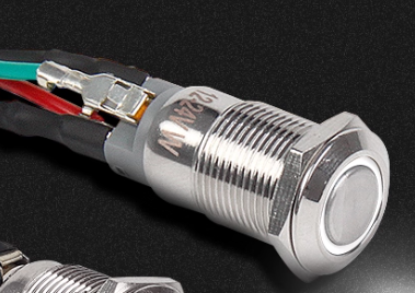 Công tắc 12mm LED tròn chân hàn dây nhấn khóa/nhấn nhả