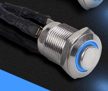 Công tắc 12mm LED tròn chân hàn dây nhấn khóa/nhấn nhả