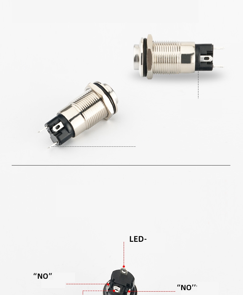 Công tắc kim loại 12mm LED nguồn Nhấn khóa