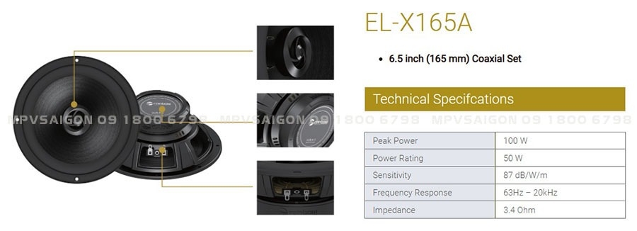 Loa đồng trục Rainbow EL- X165A lắp cánh cửa xe