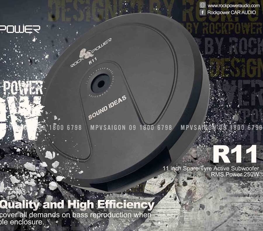 Loa sub Rockopower R11 250W RMS đặt bánh xe dự phòng