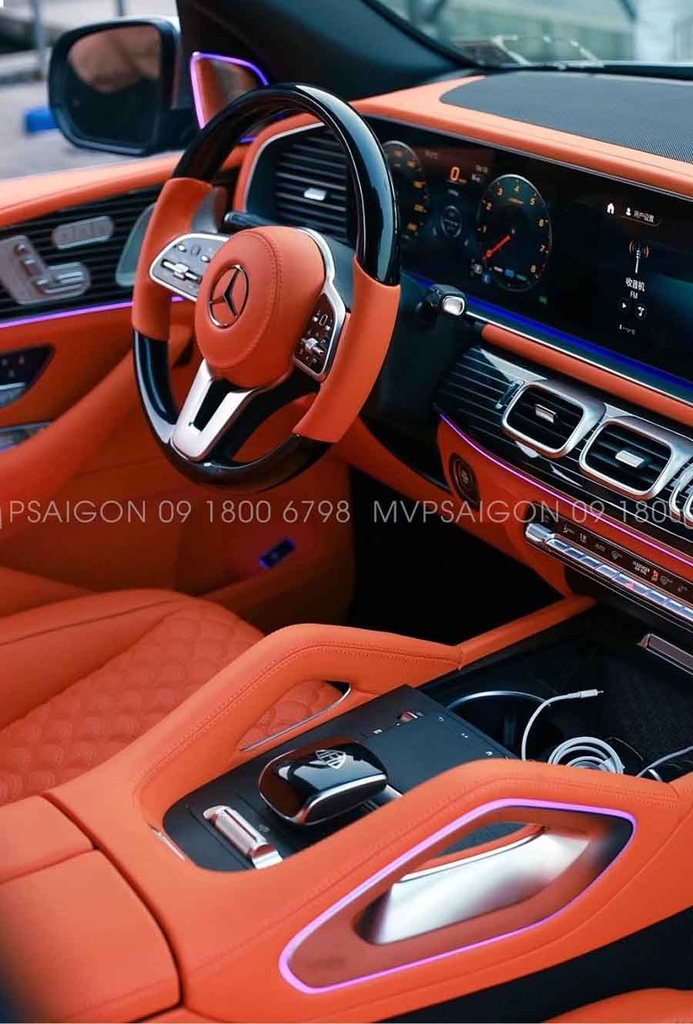 Mercedes GLS 450 và GLS600 bọc da đổi màu nội thất cam Hermes