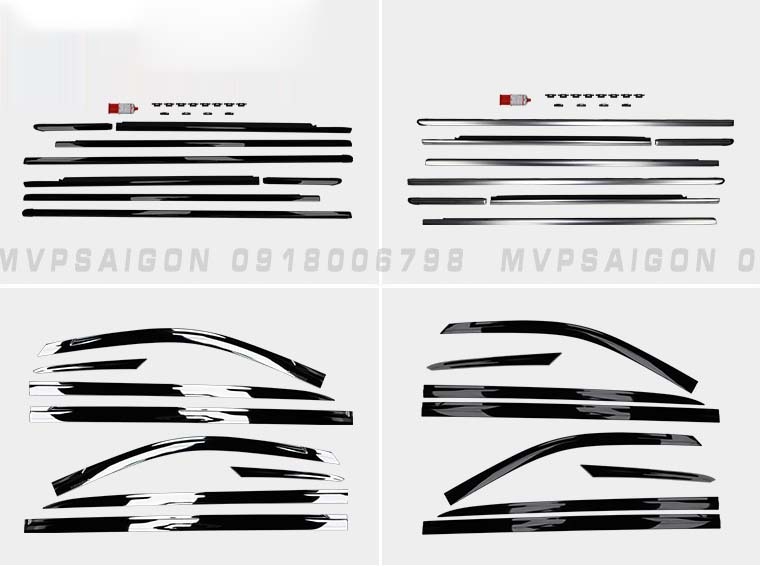 Nâng cấp bộ nẹp chân kính Benz V250 chrome và titan