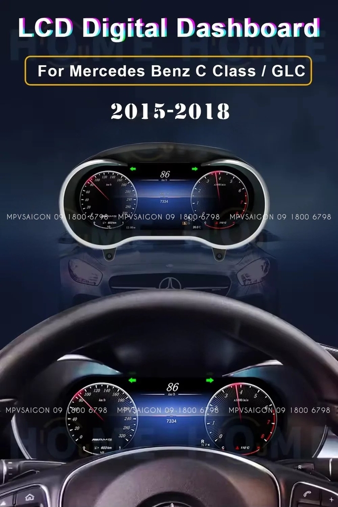 Nâng cấp màn hình công tơ mét điện tử LCD Mercedes C-Class, GLC-Class Facelift