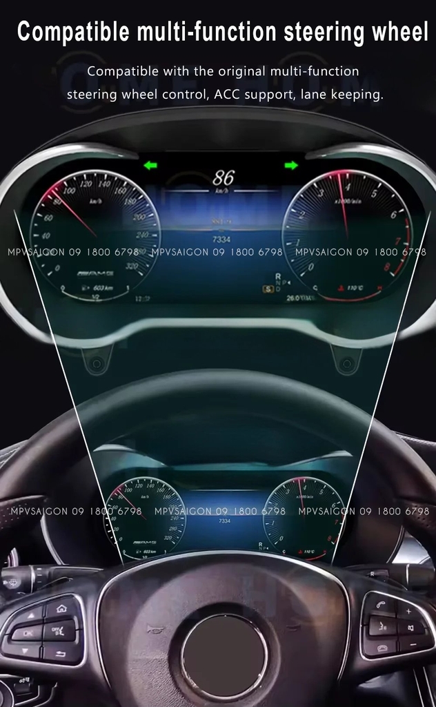 Nâng cấp màn hình công tơ mét điện tử LCD Mercedes C-Class, GLC-Class Facelift