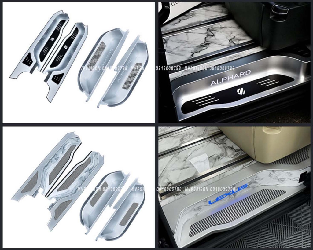 Ốp bậc lên xuống hợp kim nhôm dành cho Toyota Alphard
