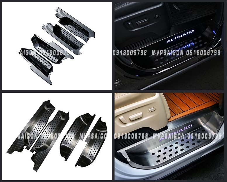 Ốp bậc lên xuống hợp kim nhôm dành cho Toyota Alphard