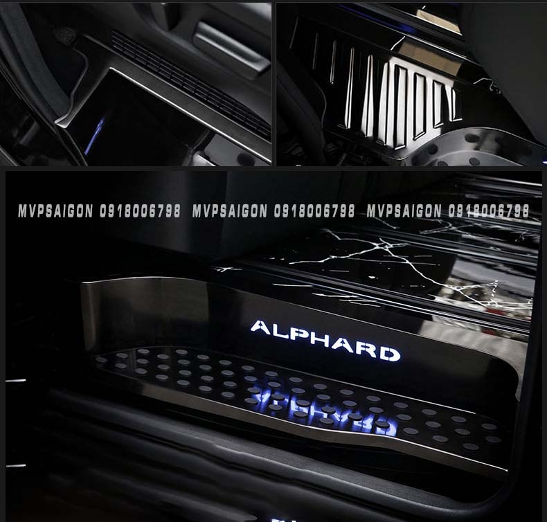 Ốp bậc lên xuống hợp kim nhôm dành cho Toyota Alphard