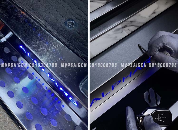 Ốp bậc lên xuống hợp kim nhôm dành cho Toyota Alphard